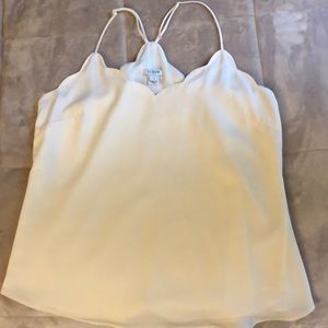 Jcrew cream scalloped tank
